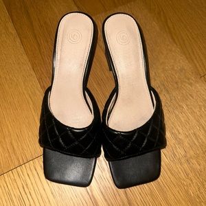 UO Callie Quilted Heeled Mule Sandal